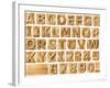 Wooden Alphabet Blocks With Letters And Numbers-donatas1205-Framed Art Print