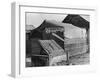 Wooden and Tin Shack with Canvas Roof Housing, Mary Ely Restaurant, Bar B Q Today, in Oil Boomtown-Carl Mydans-Framed Photographic Print