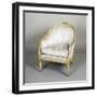 Wooden Armchair with Cream Lacquered Inserts Pink and Blue-Giuseppe Bonzanigo-Framed Giclee Print