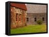 Wooden Barn and Old Stone Building in Rural New England, Maine, USA-Joanne Wells-Framed Stretched Canvas