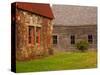 Wooden Barn and Old Stone Building in Rural New England, Maine, USA-Joanne Wells-Stretched Canvas