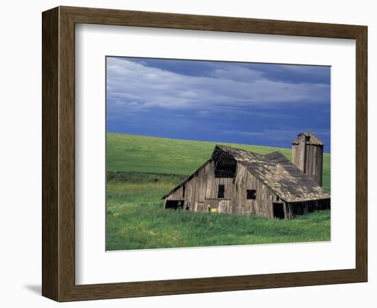 Wooden barn and silo, Lewiston, Idaho-Darrell Gulin-Framed Photographic Print