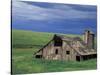 Wooden barn and silo, Lewiston, Idaho-Darrell Gulin-Stretched Canvas