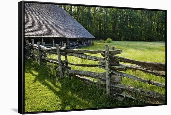 Wooden Barn, Mountain Farm Museum, Great Smoky Mountains National Park, North Carolina, USA-null-Framed Stretched Canvas