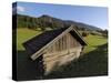 Wooden Barns Dot the Alpine Landscape, Near Garmisch-Partenkirchen and Mittenwald, Bavaria, Germany-Gary Cook-Stretched Canvas