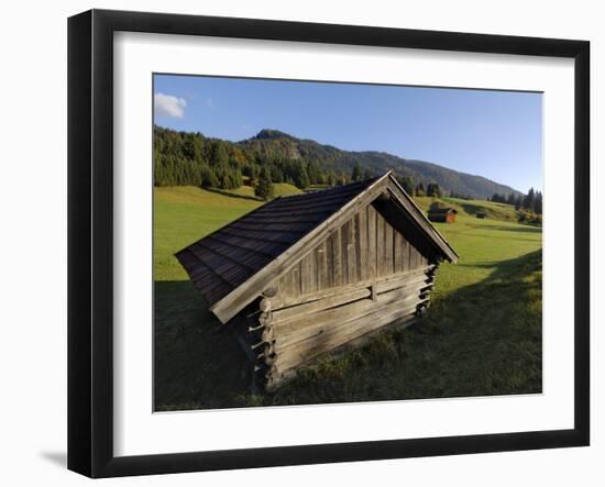 Wooden Barns Dot the Alpine Landscape, Near Garmisch-Partenkirchen and Mittenwald, Bavaria, Germany-Gary Cook-Framed Photographic Print