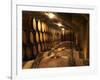 Wooden Barrels with Aging Wine in Cellar, Domaine E Guigal, Ampuis, Cote Rotie, Rhone, France-Per Karlsson-Framed Photographic Print