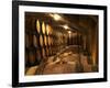 Wooden Barrels with Aging Wine in Cellar, Domaine E Guigal, Ampuis, Cote Rotie, Rhone, France-Per Karlsson-Framed Photographic Print