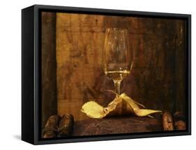 Wooden Barrels with Aging Wine in the Cellar, Domaine E Guigal, Ampuis, Cote Rotie, Rhone, France-Per Karlsson-Framed Stretched Canvas