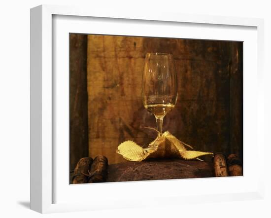 Wooden Barrels with Aging Wine in the Cellar, Domaine E Guigal, Ampuis, Cote Rotie, Rhone, France-Per Karlsson-Framed Photographic Print