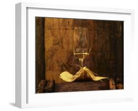 Wooden Barrels with Aging Wine in the Cellar, Domaine E Guigal, Ampuis, Cote Rotie, Rhone, France-Per Karlsson-Framed Photographic Print