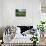 Wooden bench looking over green field countryside of High Weald on summer evening, Burwash-Stuart Black-Photographic Print displayed on a wall