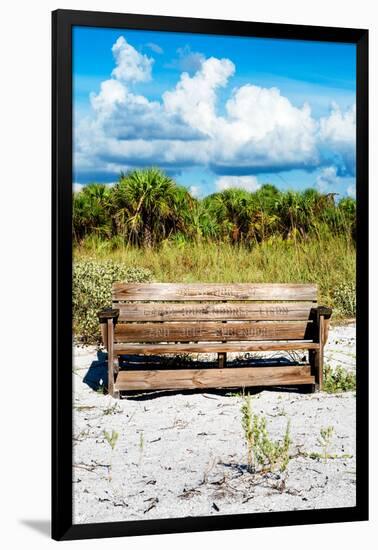 Wooden Bench overlooking a Florida wild Beach-Philippe Hugonnard-Framed Photographic Print