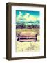 Wooden Bench overlooking a Florida wild Beach-Philippe Hugonnard-Framed Photographic Print