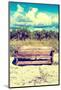 Wooden Bench overlooking a Florida wild Beach-Philippe Hugonnard-Mounted Photographic Print