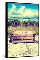 Wooden Bench overlooking a Florida wild Beach-Philippe Hugonnard-Framed Stretched Canvas