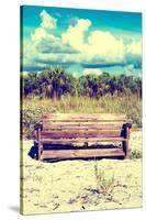 Wooden Bench overlooking a Florida wild Beach-Philippe Hugonnard-Stretched Canvas