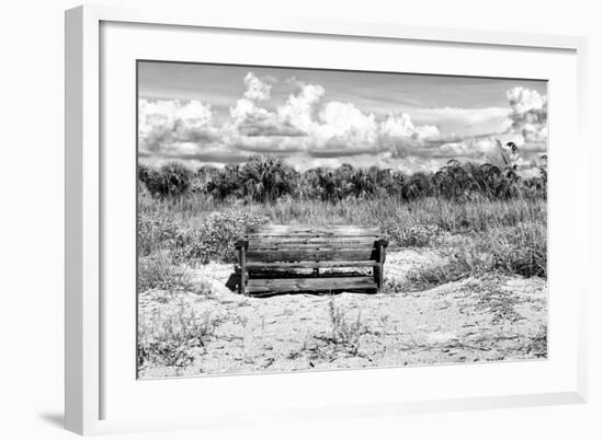 Wooden Bench overlooking a Florida wild Beach-Philippe Hugonnard-Framed Photographic Print