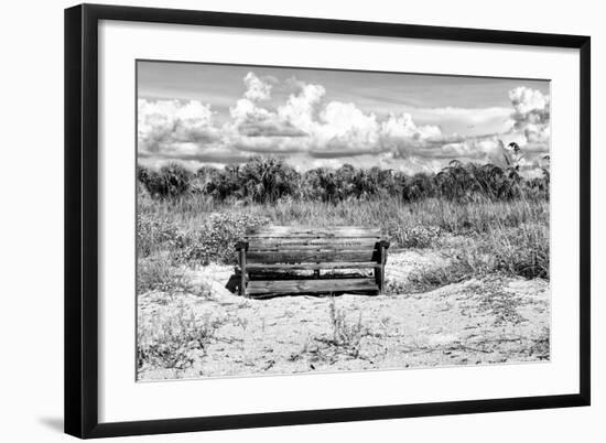 Wooden Bench overlooking a Florida wild Beach-Philippe Hugonnard-Framed Photographic Print