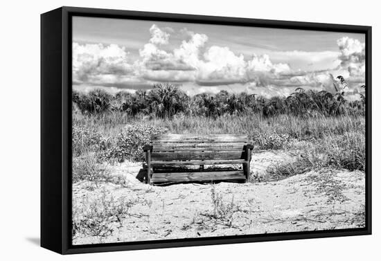 Wooden Bench overlooking a Florida wild Beach-Philippe Hugonnard-Framed Stretched Canvas