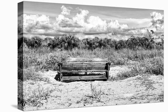 Wooden Bench overlooking a Florida wild Beach-Philippe Hugonnard-Stretched Canvas