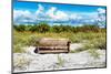 Wooden Bench overlooking a Florida wild Beach-Philippe Hugonnard-Mounted Photographic Print