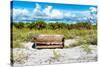 Wooden Bench overlooking a Florida wild Beach-Philippe Hugonnard-Stretched Canvas