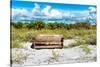 Wooden Bench overlooking a Florida wild Beach-Philippe Hugonnard-Stretched Canvas