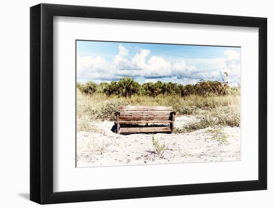 Wooden Bench overlooking a Florida wild Beach-Philippe Hugonnard-Framed Photographic Print