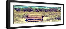 Wooden Bench overlooking a Florida wild Beach-Philippe Hugonnard-Framed Photographic Print