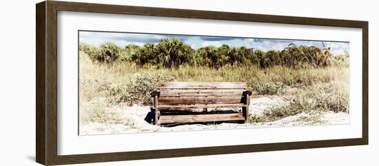 Wooden Bench overlooking a Florida wild Beach-Philippe Hugonnard-Framed Photographic Print