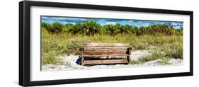 Wooden Bench overlooking a Florida wild Beach-Philippe Hugonnard-Framed Photographic Print