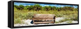 Wooden Bench overlooking a Florida wild Beach-Philippe Hugonnard-Framed Stretched Canvas