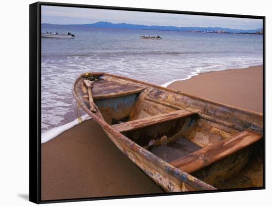 Wooden Boat Looking Out on Banderas Bay, The Colonial Heartland, Puerto Vallarta, Mexico-Tom Haseltine-Framed Stretched Canvas