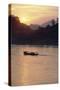 Wooden Boat on Mekong River at Sunset-Paul Souders-Stretched Canvas