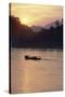 Wooden Boat on Mekong River at Sunset-Paul Souders-Stretched Canvas