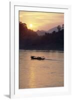 Wooden Boat on Mekong River at Sunset-Paul Souders-Framed Photographic Print