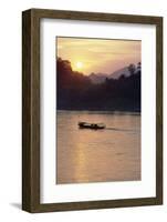 Wooden Boat on Mekong River at Sunset-Paul Souders-Framed Photographic Print