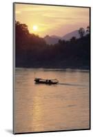 Wooden Boat on Mekong River at Sunset-Paul Souders-Mounted Photographic Print
