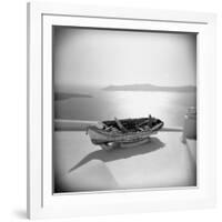 Wooden Boat on Roof Garden, Firostephani, Santorini, Cyclades, Greek Islands, Greece-Lee Frost-Framed Photographic Print