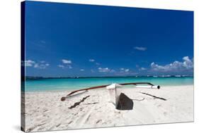 Wooden Boat on Tropical Beach with White Sand-pashapixel-Stretched Canvas