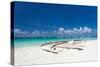 Wooden Boat on Tropical Beach with White Sand-pashapixel-Stretched Canvas