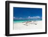 Wooden Boat on Tropical Beach with White Sand-pashapixel-Framed Photographic Print