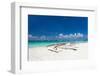 Wooden Boat on Tropical Beach with White Sand-pashapixel-Framed Photographic Print