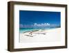 Wooden Boat on Tropical Beach with White Sand-pashapixel-Framed Photographic Print