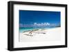 Wooden Boat on Tropical Beach with White Sand-pashapixel-Framed Photographic Print