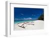 Wooden Boat on Tropical Beach with White Sand-pashapixel-Framed Photographic Print