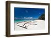 Wooden Boat on Tropical Beach with White Sand-pashapixel-Framed Photographic Print