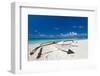 Wooden Boat on Tropical Beach with White Sand-pashapixel-Framed Photographic Print