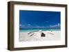 Wooden Boat on Tropical Beach with White Sand-pashapixel-Framed Photographic Print